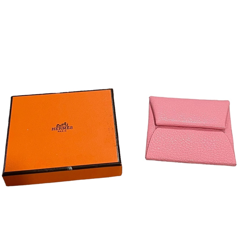 Hermes Chevre Mysore Bastia Verso Coin Purse Rose Confetti Brique